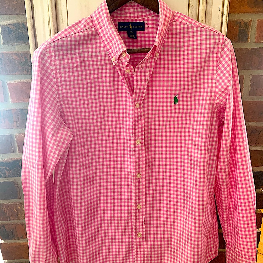 Boys Polo Ralph Lauren Pink checked dress shirt XL